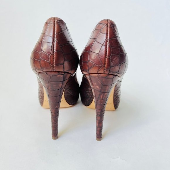 Casadei croc embossed brown pumps Size 5 - Picture 6 of 9